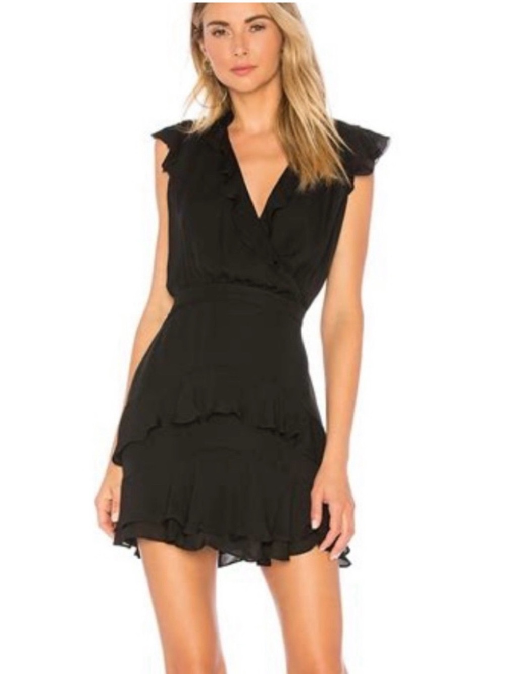Parker Tangia black Ruffle Silk
Mini Dress